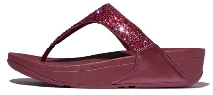 Fitflop Women's Lulu Crystal-Mix Toe-Post Sandals, rhubarbe, 41 EU