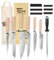 SYOKAMI Chef Knife Set with Roll Bag, Professional Japanese Kitchen Knives Sets, Damascus Pattern Pakkawood Wooden Handle, High Carbon Steel Knives with Case for Camp Outdoor Travel Gift 9 Piece