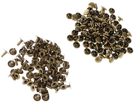 100 remaches rápidos de una sola tapa para reparación de cuero, 6 x 4 mm, 6 x 6 mm, bronce