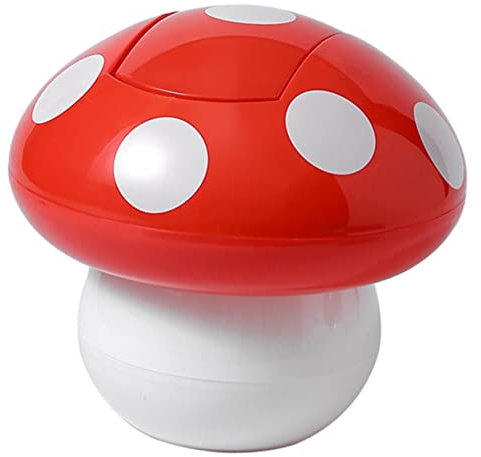 KITANDOVE Cute Mushroom Desktop Trash Can Lid Mini Wastebasket for Office Adorable Small Garbage Holder for Waste Paper Stationery and Tidying up