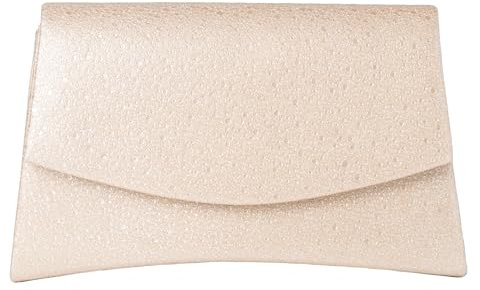 Michelle Moon - Pochette Donna Elegante Oro Rosa per Matrimoni, Feste ed Eventi | Clutch Champagne da Sera, Ideale Borsa Elegante Donna Cerimonia; Borsa a Mano Donna con Glitter