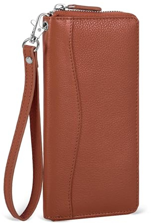Leather Wallet Clutch for Women - RFID 8 Card Holder Coin Pocket Purse