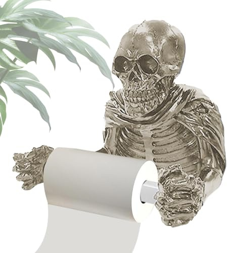 Totenkopf-Toilettenpapierhalter – wandmontierter Toilettenpapierrollen-Organizer | Badezimmer-Wanddekoration mit Halloween-Motiv, Halloween-Toilettenpapierständer, Totenkopf-Toilettenpapierhalter, Hal