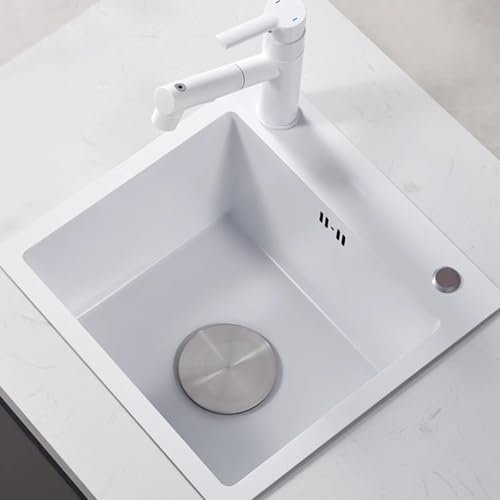 TYYCKJ Grifo extraíble Blanco bajo encimera con Barra de Acero Inoxidable para Cocina Blanca (40x40x21cm)