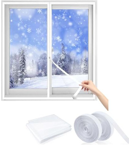 110x195cm(W*H) Película aislante para ventana, película de cristal aislante, esencial de invierno, antifrío, suministrada con cinta adhesiva de doble cara