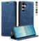 KZB Funda para Samsung Galaxy S25 5G Libro Fundas con Tapa Móvil Cuero Carcasa Magnética Tarjetero Soporte Protector Flip Cartera Antigolpes Case para Samsung Galaxy S25 - Azul