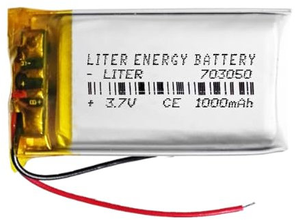 Batterie 703050 LiPo 3.7V 1000mAh 3.7Wh 1S 5C Liter Energy Battery pour l'électronique Rechargeable Téléphone Portable Smartwatch GPS - Ne Convient Pas à la Radiocommande 52x30x7mm (1000mAh|703050)