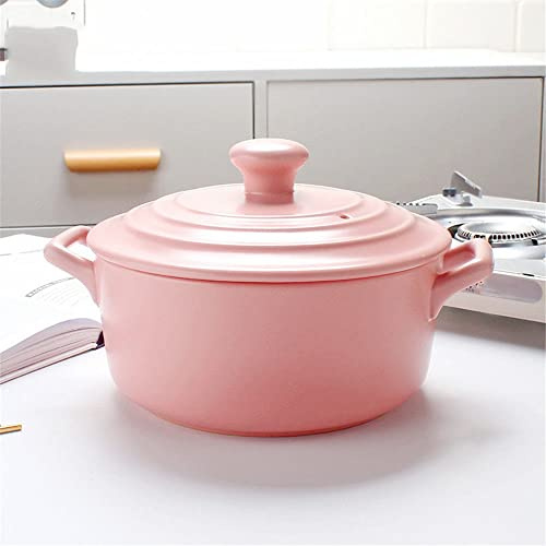 KJULKJKHJ Cocotte en céramique émaillée avec Couvercle, faitout Rond en céramique, marmite en céramique avec Couvercle, cocotte en céramique, braisière antiadhésive avec Couvercle en Acier Inoxydable