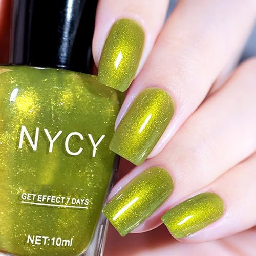 Green Pearl Nail Polish Shimmer Green Nail Polish Long Lasting Quick Dry Green Shimmer Nail Polish Breathable Pearl Green Nail Varnish Water Based Pearl Glitter Nail Varnish for DIY Nail Art Home