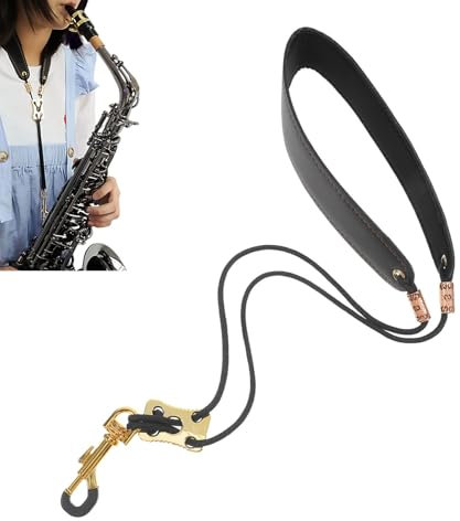 Febbya Saxophon Trage,Saxophongurt Universal Saxophon Band Verstellbarer mit drehbarem Metallhaken,Saxophon Gurt Saxophon Band Tragegurt Saxophon für Saxofon Saxophone Alt Tenor Sopran Bariton