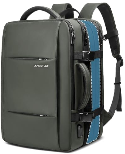 HEROIC KNIGHT Handgepäck Rucksack Herren Groß 17.3 Zoll Laptop Rucksack Wasserdicht Anti-Diebstahl 35 L Business Backpack mit USB-Anschluss Reiserucksack für Flugzeug,Arbeit,Uni,Schule-Grün