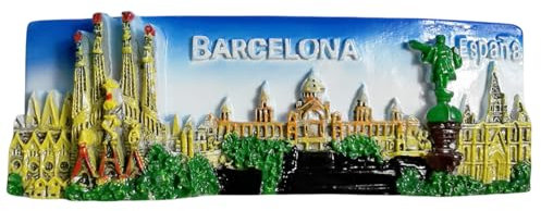 Imán para nevera de Barcelona Cataluña, España, recuerdo de viaje, decoración de nevera, adhesivo magnético en 3D