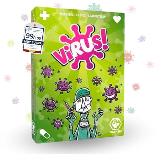 CAVECA Virus! Juego de Cartas para Toda la Familia en Español, Juego de Mesa Virus para Niños y Niñas de 8 a 99 Años, Juego Infantil con Cartas Coloridas y Resistentes.