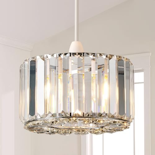 HARPER LIVING Easy Fit Pendant Shade, Chrome Ceiling Light Shade with Diameter 23cm - Modern Lampshade for Bedroom, Kitchen, Living Room