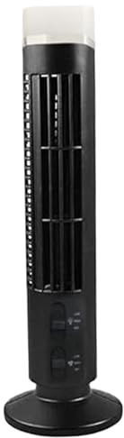 Lawnrden Tower Fan Bladeless Tower Fan 2 Speeds Electric Table with LED Lights, Portable Air Conditioner with Safety Net Multi Power Ways Quiet Black, For Bedroom