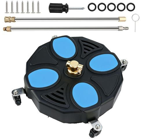YUZINO 16 Inch Surface Cleaner Pressure Washer, 4000psi Rotary Surface Cleaner Attachment with 4 Wheels, 1/4 Quick Connect Nozzle & 2x16 Extension Wands, Power Washer For Park Cleaning