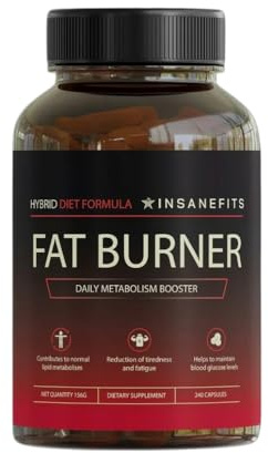 INSANEFITS Fat Burner, Hybrid Diät Formel, Stoffwechsel Booster, Nahrungsergänzungsmittel, 240 Kapseln