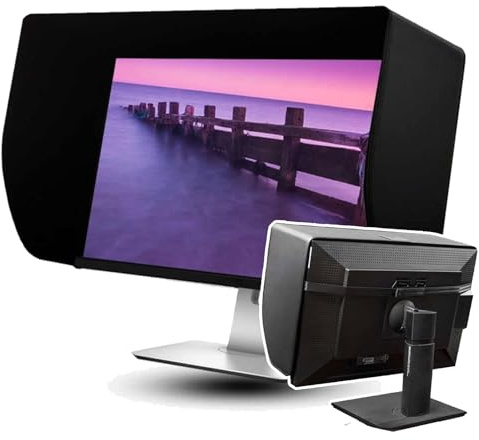 Paraluce in Pelle Per Monitor (19-32 Pollici), Universale + Copertura Su Tutti I Lati, Regolabile + Visiera Parasole ,19/20in