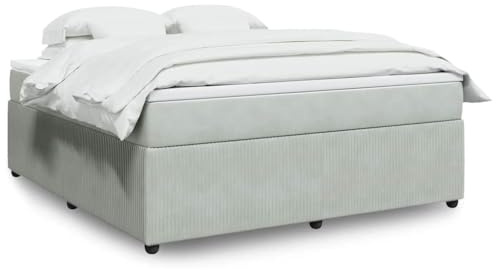 Tonture Boxspringbett mit Matratze, Hellgrau, 180x200 cm, Samtbezug, Taschenfederkern, Holzrahmen, Schlafzimmer Möbel