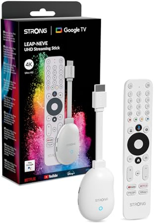 STRONG LEAP-NEVE Streaming Stick 4K UHD con Porta Ethernet | Dolby Vision & Dolby Audio, Wi-Fi 6, Android 12, HDMI 2.1, 2GB RAM + 8GB Memoria