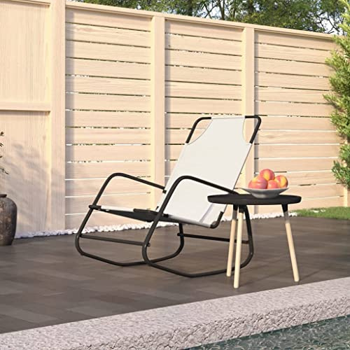 Ziaphsol Schaukelliege Creme, pulverbeschichteter Stahl, Textilene, 89x58x93,5 cm, atmungsaktiver Netzstoff, für Garten, Terrasse, Pool, entspannendes Schaukeln, Outdoor Lounge Chair