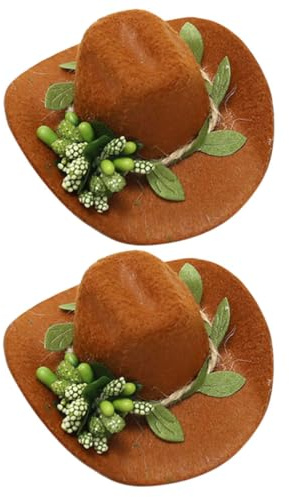 TOYANDONA Small Felt Cowboy Bottle Hats 2Pcs Wine Bottle Decorations for Festive Holiday Parties and Play House Games