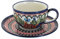 Blue Rose Polish Pottery Floral Butterfly Cup & Saucer