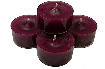 20 Dänische Teelichter im Acryl-Cup, Burgund / Dunkelrot, durchgefärbt, ohne Duft