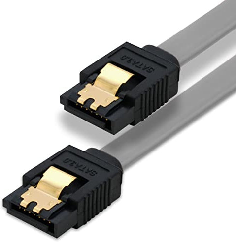 BIGtec 0,7m SATA Kabel S-ATA III Datenkabel Anschlusskabel grau HDD SSD 6GBit/s Stecker L-Type/L-Type 70cm vergoldet gerade/gerade serial ATA Verriegelung SATA-3