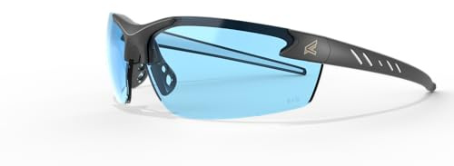 EDGE Zorge G2 Wrap-Around Safety Glasses, Anti-Scratch, Non-Slip, UV 400, Military Grade, ANSI/ISEA & MCEPS Compliant, 5.04 Wide, Black Frame/Light Blue Lens