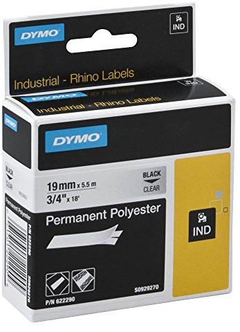 DYMO Beschriftungsband RHINO 622290 / 19 mm / Druck schwarz / Band transparent / für DYMO Rhino 4200/5200/6000, ILP, RhinoPro 5000