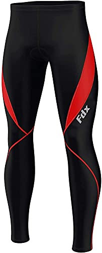 FDX Men’s Cycling Tights - Italian Roubaix Fabric, 3D Anti-Bac Padded, Breathable, Quick Dry, Winter Cycle Pants - Thermal Outdoor Bike Riding Trousers - Highly Elasticated Bicycle Leggings (Red-L)