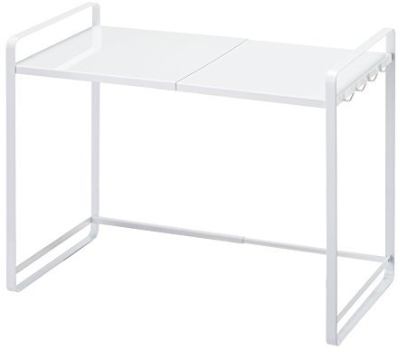 Yamazaki 3130 TOWER Ausziehbares Küchenregal, weiß, Stahl, minimalistisch, 47.5～75 x 35 x 50 cm