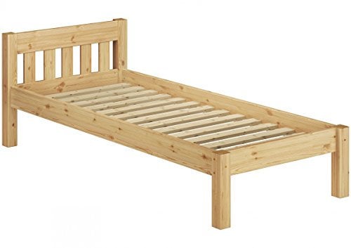 Erst-Holz Kinderbett kurzes Bett Bettrahmen 90x190 Kiefer Natur Massivholzbett Rollrost 60.38-09-190