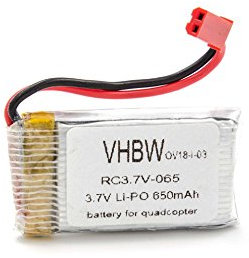 vhbw 1x Batterie pour Drone (650mAh, 3,7V, Li-ION)