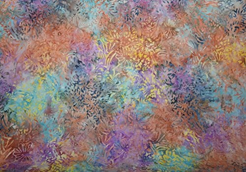 1/2 Meter | Pastell Farben | 100% Baumwolle indonesischen Bali Batik Stoff floral bedruckte Krawatte und gefärbt Material Farbverlauf Dip Dye Basteln Schneidern Art Quilten Stoff Melodie Neon