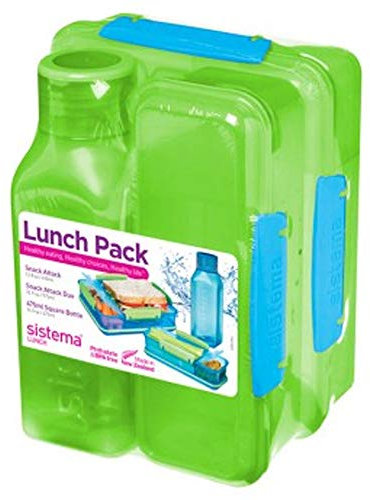 sistema Lunch Set SI1590 Snack Attack Duo + Snack Attack + Trinkflasche Made in New Zealand (Grün)