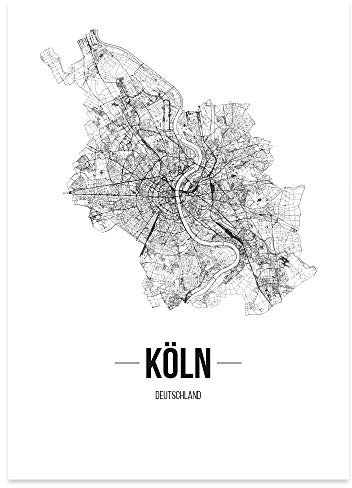 JUNIWORDS Stadtposter, Köln, Wähle eine Größe, 21 x 30 cm, Poster, Schrift B, Weiß