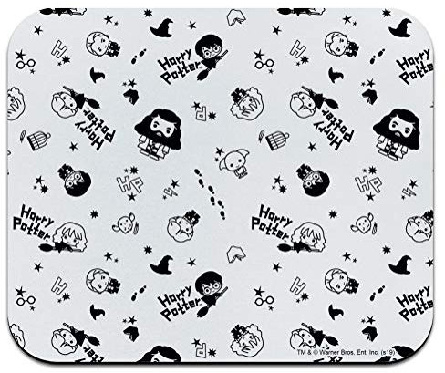 Harry-Potter-Mauspad, schmales Chibi-Muster, Schwarz und Weiß