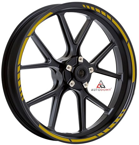 Autodomy | Pegatinas Llantas Moto Juego Completo para 2 Llantas de 15 a 19 Pulgadas | Adesivos Llanta Moto Resistentes a la Lluvia, Sol, Grasa, Aceite | Sport Design | Oro