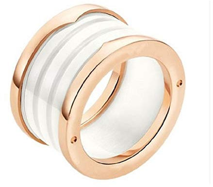 Vektenxi Anello in ceramica bianca, anello in titanio e ceramica di alta qualità, anello in oro rosa