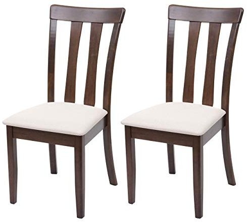 2er-Set Esszimmerstuhl HWC-G46, Küchenstuhl Stuhl, Stoff/Textil Massiv-Holz - Dunkles Gestell, beige