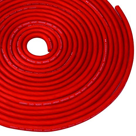Conext Link 25 FT 8 AWG GA Full Gauge Battery Power Cable Ground Wire Frost Red OFC Copper