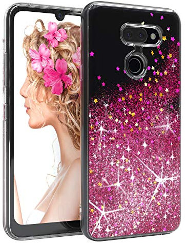 EAZY CASE Hülle kompatibel mit LG K40s Schutzhülle mit Flüssig-Glitzer, Handyhülle, Schutzhülle, Back Cover mit Glitter Flüssigkeit, TPU/Silikon, Transparent/Durchsichtig, Pink