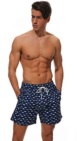 ShopINess Bañador Playa y Piscina Hombre Estampados (Sharks, S)