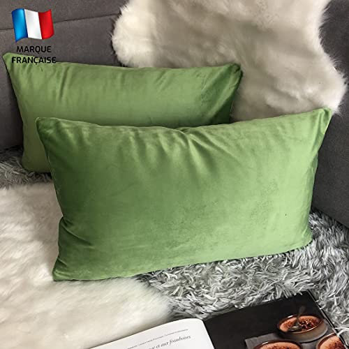 Douceur De Plumes 2er Set Grün Samt 30x50 cm Dekorativer Kissenbezug, Weicher Moderner Rechteckiger Kissenbezug, Skandinavisches Wohnzimmer Dekor Sofa Schlafzimmer Bettboden (2 Grün)