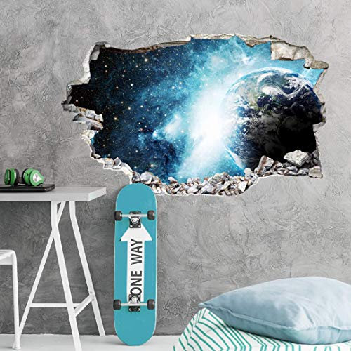 Weltraum Klebebild für die Wand Deko 3D Wandtattoo Weltall Tapete selbstklebend Galaxie Klebefolie 100x70cm