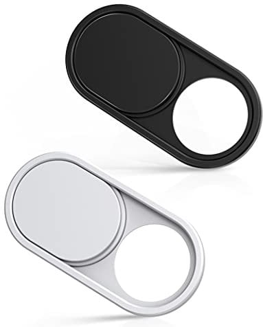 imluckies - Cover in metallo per webcam, 0,0 cm, per computer portatile, MacBook Pro/Air iMac, iPad Tablet iPhone 8/7/6 Plus, Echo Show/Spot Web Blocker [1 nero+1 bianco]
