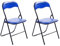 CLP 2er Set Klappstuhl Felix Gepolstert I Küchenstuhl Mit Metallgestell I Kunstleder PVC Sitz Gepolstert I Stühle Klappbar I Campingstühle, Farbe:blau/schwarz