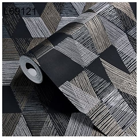 XIAOGUANG LingLONG Grey Silver Black And White Gold Geometric Wallpaper Luxury Metallic Trellis Wall Paper Bedroom Living Room Background Decor (Color : L69121, Dimensions : 0.53MX9.5M)